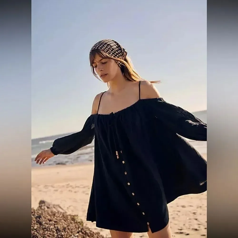 FREE PEOPLE Stealin’ Hearts Tunic Dress XL BLACK NWT